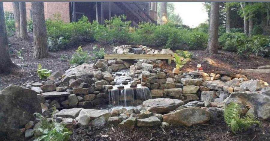 Natural rock waterfall water feature Georgia